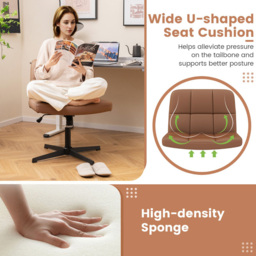 Costway Brown PU Leather Upholstered Office Chair - Size: 67 x 58 x 34cm - Wilko - thumbnail 6