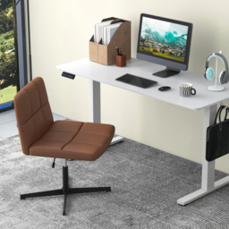 Costway Brown PU Leather Upholstered Office Chair - Size: 67 x 58 x 34cm - Wilko - thumbnail 4