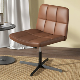 Costway Brown PU Leather Upholstered Office Chair - Size: 67 x 58 x 34cm - Wilko
