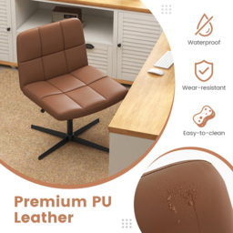 Costway Brown PU Leather Upholstered Office Chair - Size: 67 x 58 x 34cm - Wilko - thumbnail 7