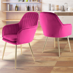 Pair of Muse Accent Chairs in Velvet Upholstery - Fuchsia - Size: 83.5 x 55 x 58cm - Pink - Genesis - Wilko