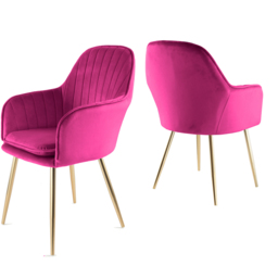 Pair of Muse Accent Chairs in Velvet Upholstery - Fuchsia - Size: 83.5 x 55 x 58cm - Pink - Genesis - Wilko - thumbnail 3
