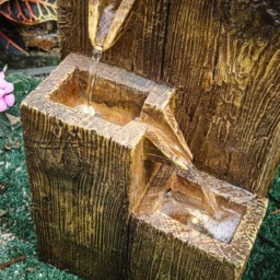 Living and Home 4-Tier Outdoor Rustic Water Fountain with Solar Panel - Brown - Wilko - thumbnail 7