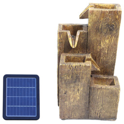 Living and Home 4-Tier Outdoor Rustic Water Fountain with Solar Panel - Brown - Wilko - thumbnail 1
