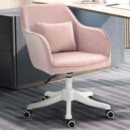 Portland Pink Velvet Feel Fabric Swivel Massage Office Chair - Size: 57 x 70 x 86cm - Wilko