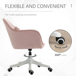 Portland Pink Velvet Feel Fabric Swivel Massage Office Chair - Size: 57 x 70 x 86cm - Wilko - thumbnail 6