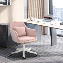 Portland Pink Velvet Feel Fabric Swivel Massage Office Chair - Size: 57 x 70 x 86cm - Wilko - thumbnail 7