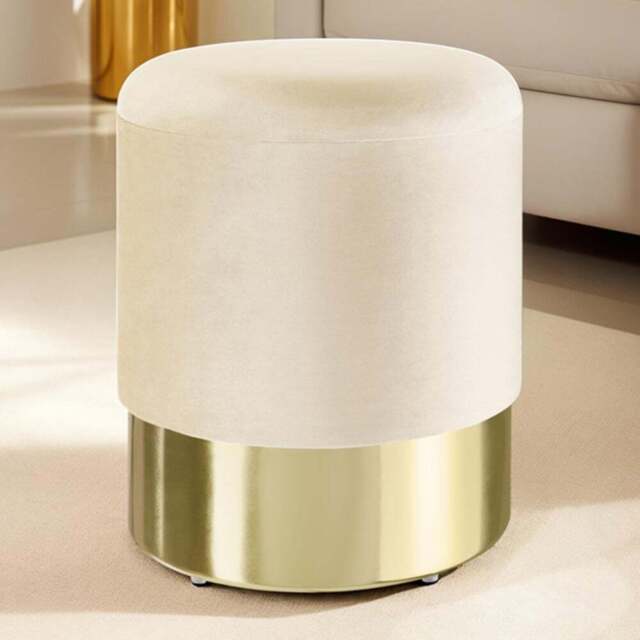tectake Sarina Cream Padded Round Storage Stool - Size: 44.5 x 36 x 36cm - Wilko - image 1