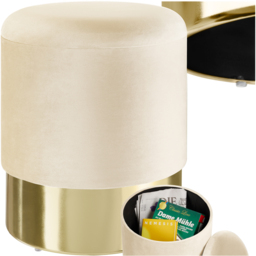tectake Sarina Cream Padded Round Storage Stool - Size: 44.5 x 36 x 36cm - Wilko - thumbnail 3