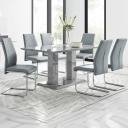 Furniturebox Molini Fontana 6 Seater Dining Set Grey Gloss Elephant Grey and Chrome - Wilko - thumbnail 1