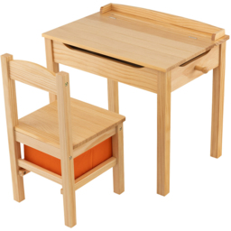 Costway Kids Natural Table and Chair Set with Hidden Space and Hook - Size: 69 x 49 x 19cm - Cream - Wilko - thumbnail 3