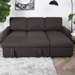 Selene 3 Seater Dark Grey Linen Corner Sofa Bed - Home Garden Direct - Wilko