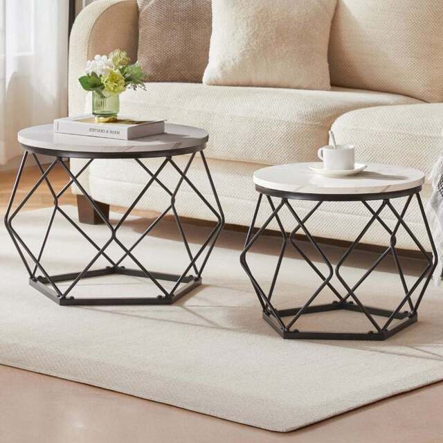 Vida Designs Brooklyn Marble Nest of Tables Set of 2 - Multi - Wilko - image 1