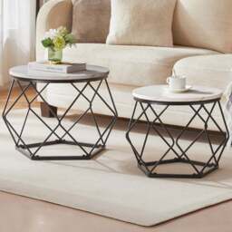 VIDA DESIGNS Brooklyn Marble Nest of Tables Set of 2 - Multi - Wilko