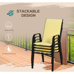 Outsunny Set of 4 Beige Stackable Outdoor Dining Chair - Size: 1 Seater - Cream - Wilko - thumbnail 6