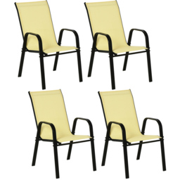 Outsunny Set of 4 Beige Stackable Outdoor Dining Chair - Size: 1 Seater - Cream - Wilko - thumbnail 3