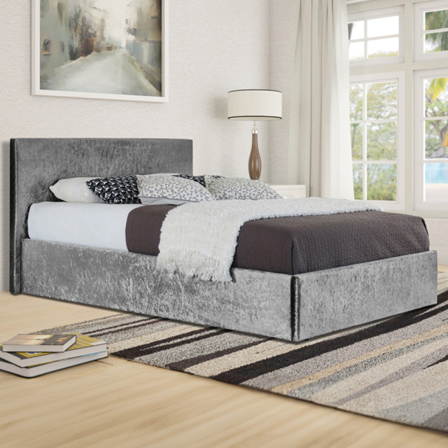 Brooklyn Double Silver Crushed Velvet Ottoman Bed - Wilko - image 1