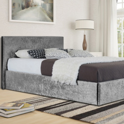 Brooklyn Double Silver Crushed Velvet Ottoman Bed - Wilko - thumbnail 3