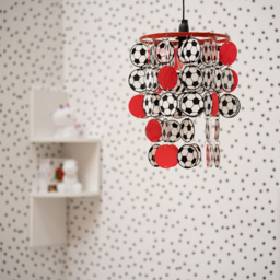 ValueLights Football Red and White Droplet Ceiling Pendant Lamp Shade - Size: 23 x 33.5 x 23cm - Wilko - thumbnail 5