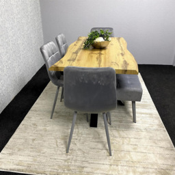 Kosy Koala 6 Seater Velvet Wooden Rectangle Dining Set with Bench Grey - Multi - Wilko - thumbnail 7