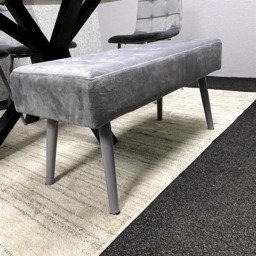 Kosy Koala 6 Seater Velvet Wooden Rectangle Dining Set with Bench Grey - Multi - Wilko - thumbnail 4