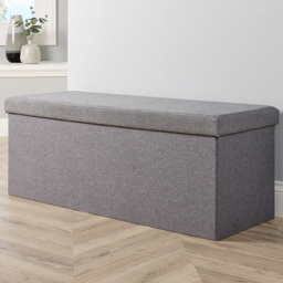 Home Source Sofia Grey Extra Large Folding Ottoman Storage Box - Size: 38 x 100 x 38cm - Wilko - thumbnail 1