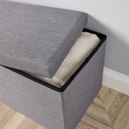 Home Source Sofia Grey Extra Large Folding Ottoman Storage Box - Size: 38 x 100 x 38cm - Wilko - thumbnail 4