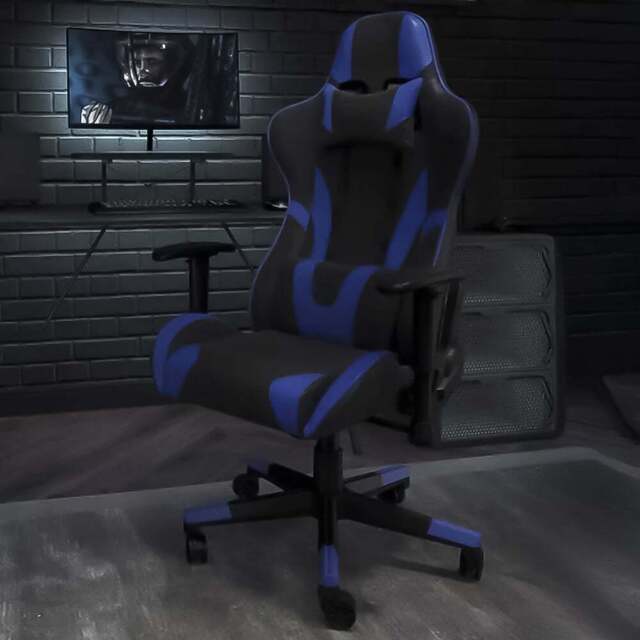 FWStyle X20 Black and Blue Faux Leather Racer Style Deluxe Gaming Chair - Size: 129.5 x 73.6 x 73.6cm - Wilko - image 1