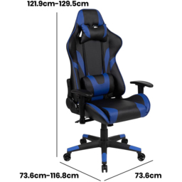FWStyle X20 Black and Blue Faux Leather Racer Style Deluxe Gaming Chair - Size: 129.5 x 73.6 x 73.6cm - Wilko - thumbnail 7