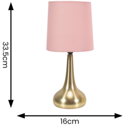 ValueLights Teardrop Pink Shade Gold Touch Table Lamp with Bulb 2 Pack - Wilko - thumbnail 5
