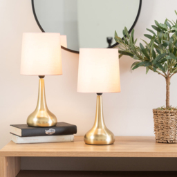 ValueLights Teardrop Pink Shade Gold Touch Table Lamp with Bulb 2 Pack - Wilko - thumbnail 3