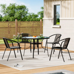Living and Home 4 Seater Black PE Rattan Dining Set - Wilko - thumbnail 6