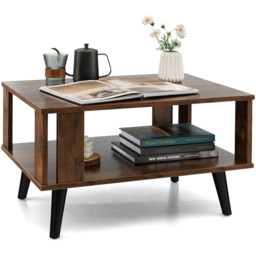 Costway Single Shelf Brown Coffee Table - Size: 81.3 x 63.5 x 17.78cm - Wilko - thumbnail 4