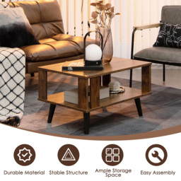 Costway Single Shelf Brown Coffee Table - Size: 81.3 x 63.5 x 17.78cm - Wilko - thumbnail 7