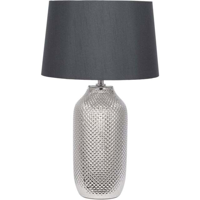 Pacific Lifestyle Nova Silver Textured Ceramic Bottle Table Lamp - Wilko - image 1