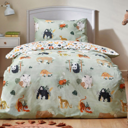 little furn. Wildlife Single Multi Animal Reversible Duvet Cover Set - Wilko