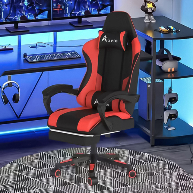 Alivio Red Ergonomic Massage Gaming Chair - Size: 124 x 65.5 x 62cm - Wilko - image 1