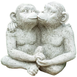 Marco Paul Kissing Monkeys Garden Ornament - Size: 30 x 20 x 10cm - White - Wilko - thumbnail 1