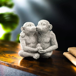 Marco Paul Kissing Monkeys Garden Ornament - Size: 30 x 20 x 10cm - White - Wilko - thumbnail 6