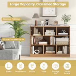 Costway 8 Cube Natural Wooden Bookcase - Size: 8 Shelf - Cream - Wilko - thumbnail 6