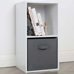 Jane 2 Shelf White Cube Storage Unit with Basket - Home Garden Direct - Wilko - thumbnail 1