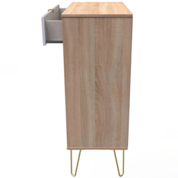 Crowndale 5 Drawer White Matt and Bardolino Oak Wide Chest of Drawers Ready Assembled - Wilko - thumbnail 5