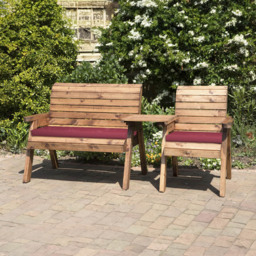 Charles Taylor 3 Seater Straight Companion Seat with Red Cushions - Wilko - thumbnail 3