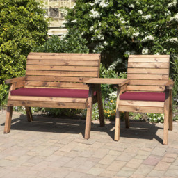 Charles Taylor 3 Seater Straight Companion Seat with Red Cushions - Wilko