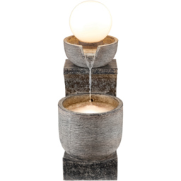 Garden Gear Serenity Bowl Water Feature with Globe Light - Size: 78 x 43 x 30cm - Grey - Wilko - thumbnail 4