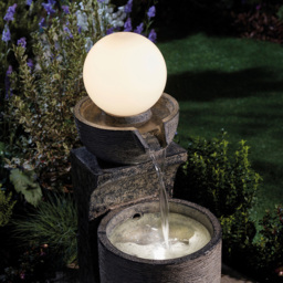 Garden Gear Serenity Bowl Water Feature with Globe Light - Size: 78 x 43 x 30cm - Grey - Wilko - thumbnail 6