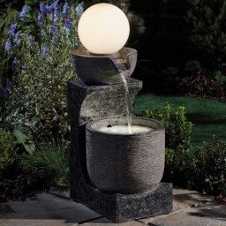 Garden Gear Serenity Bowl Water Feature with Globe Light - Size: 78 x 43 x 30cm - Grey - Wilko - thumbnail 5