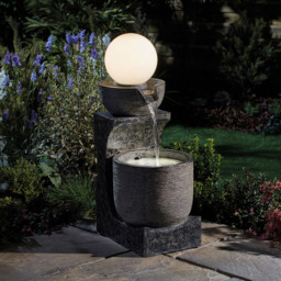 Garden Gear Serenity Bowl Water Feature with Globe Light - Size: 78 x 43 x 30cm - Grey - Wilko - thumbnail 3