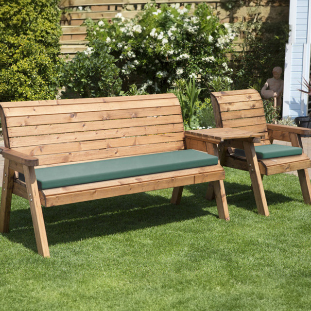 Charles Taylor 4 Seater Straight Companion Seat with Green Cushions - Wilko - image 1
