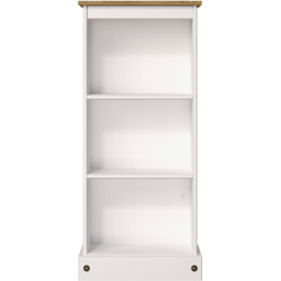 Corona 3 Shelf White Washed Wax Finish Low Narrow Bookcase - Wilko - thumbnail 3